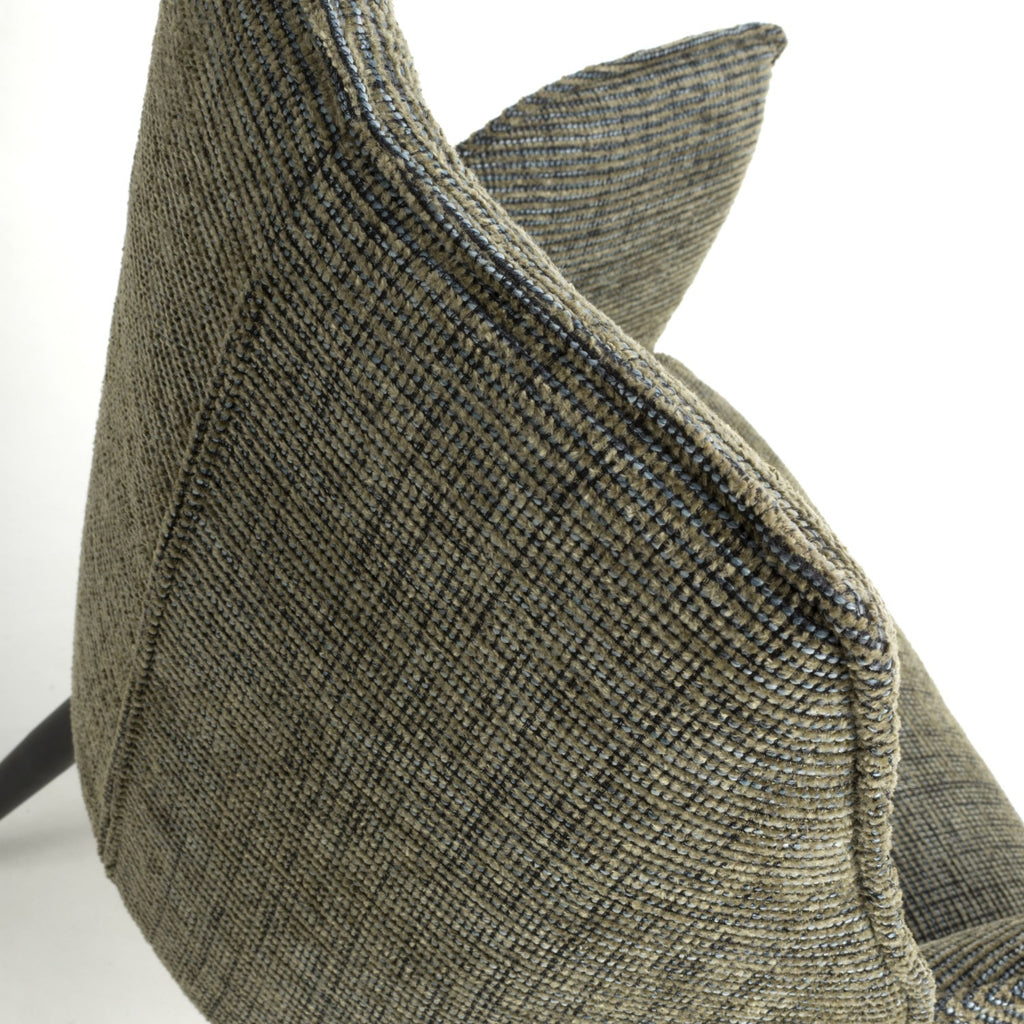 Green Tweed Fabric Swivel Dining Chair Black Metal Legs - Home Furniture Interiors