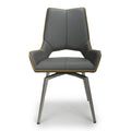 Grey and Yellow Leather Swivel Dining Chair