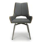 Grey and Yellow Leather Swivel Dining Chair