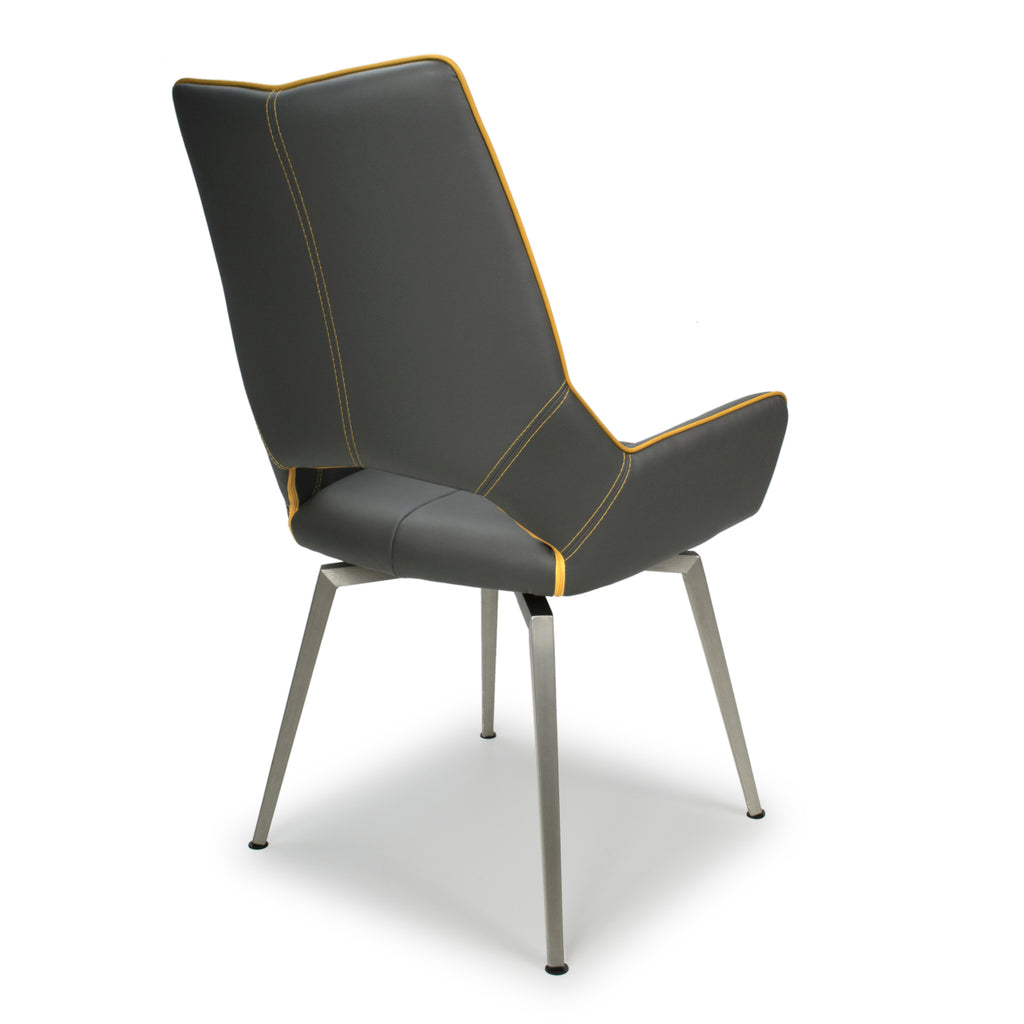Grey and Yellow Leather Swivel Dining Chair - Home Furniture Interiors