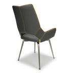 Grey and Yellow Leather Swivel Dining Chair - Home Furniture Interiors