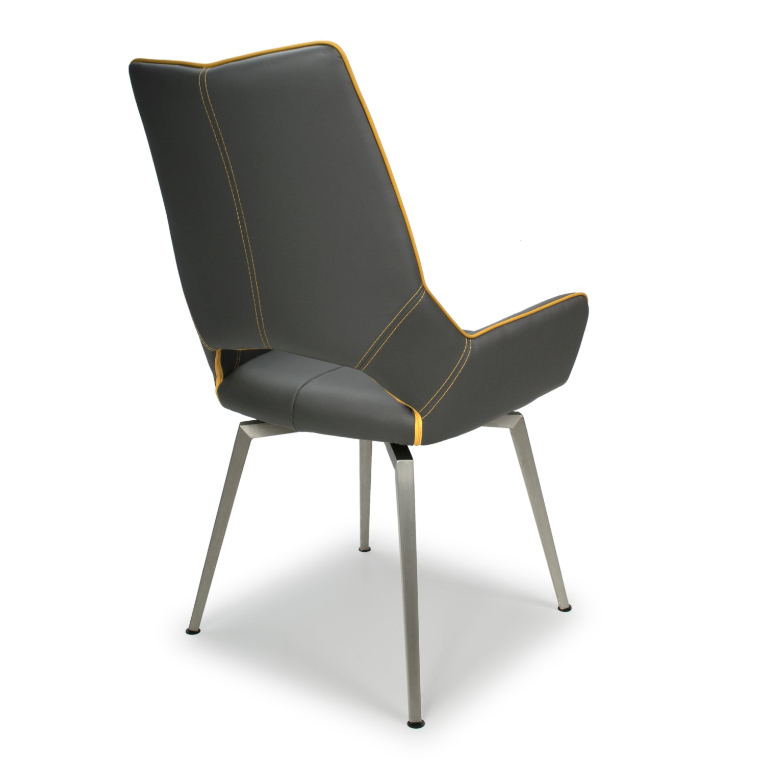 Grey and Yellow Leather Swivel Dining Chair - Home Furniture Interiors