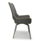 Grey and Yellow Leather Swivel Dining Chair - Home Furniture Interiors
