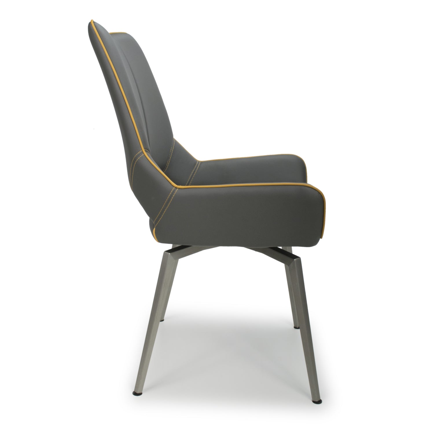 Grey and Yellow Leather Swivel Dining Chair - Home Furniture Interiors