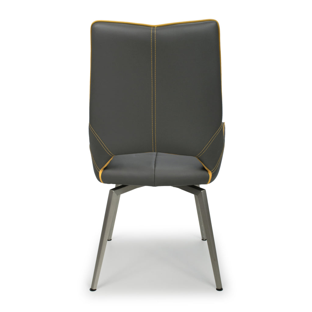 Grey and Yellow Leather Swivel Dining Chair - Home Furniture Interiors