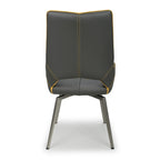Grey and Yellow Leather Swivel Dining Chair - Home Furniture Interiors