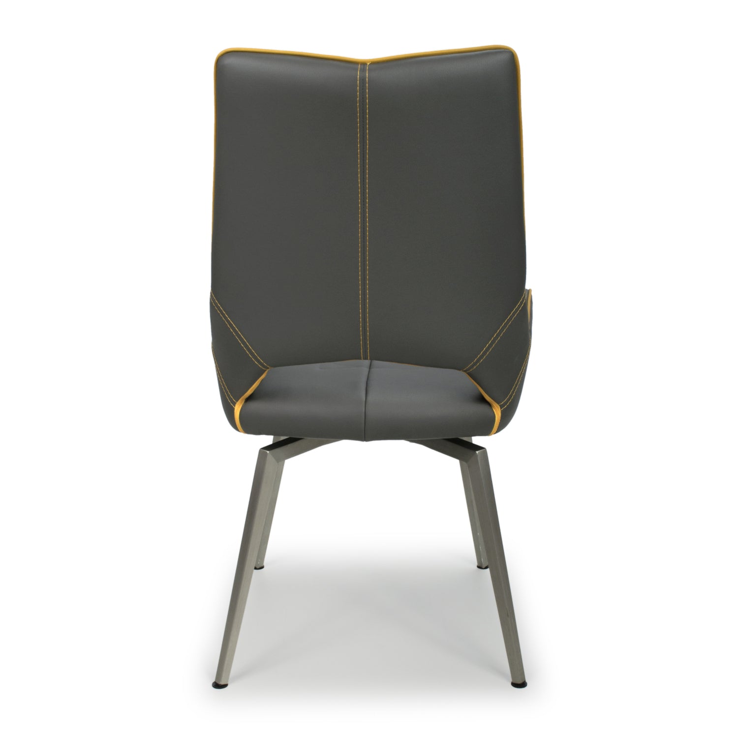 Grey and Yellow Leather Swivel Dining Chair - Home Furniture Interiors