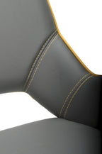 Grey and Yellow Leather Swivel Dining Chair - Home Furniture Interiors