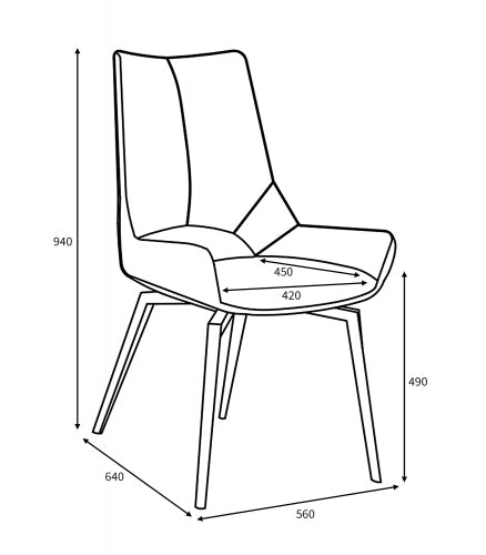 Grey and Yellow Leather Swivel Dining Chair - Home Furniture Interiors