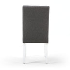 Grey Fabric Buttoned Waffle Back Dining Chair White Legs - Home Furniture Interiors