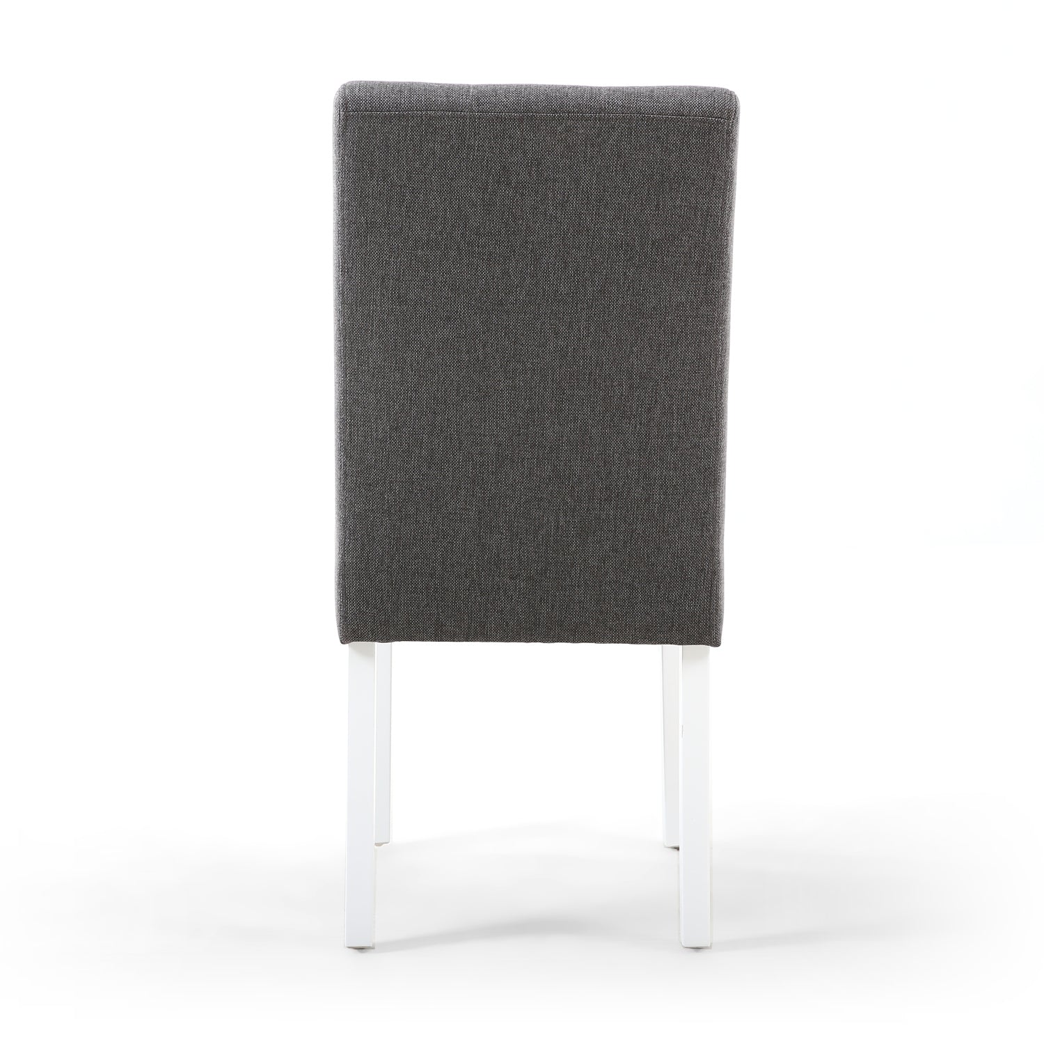 Grey Fabric Buttoned Waffle Back Dining Chair White Legs - Home Furniture Interiors