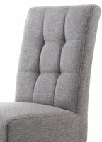 Grey Fabric Buttoned Waffle Back Dining Chair White Legs - Home Furniture Interiors