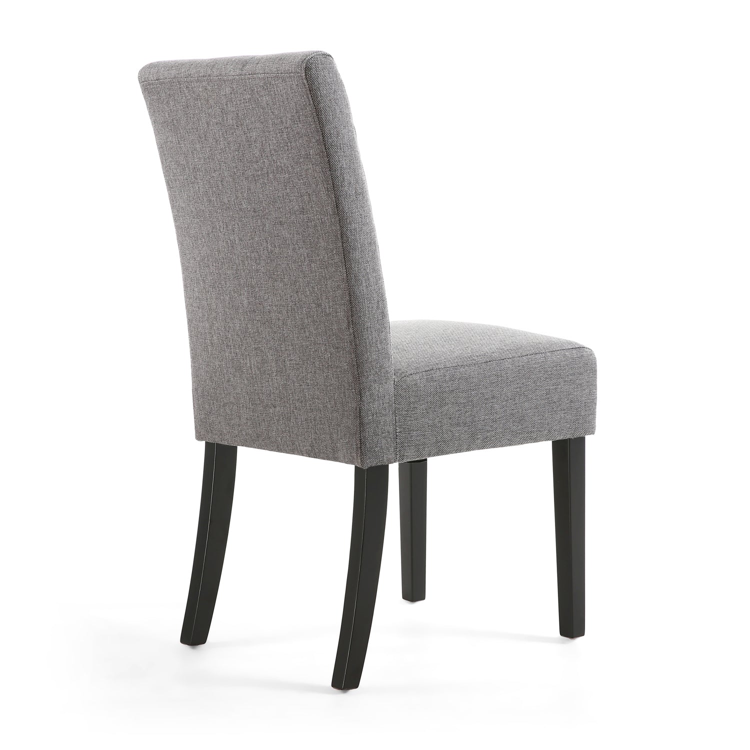 Grey Fabric Dining Chair Black Wooden Legs - Home Furniture Interiors