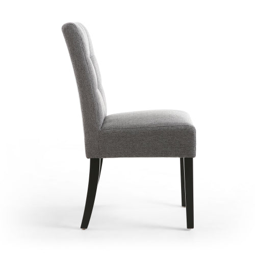 Grey Fabric Dining Chair Black Wooden Legs - Home Furniture Interiors