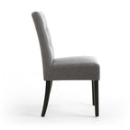 Grey Fabric Dining Chair Black Wooden Legs - Home Furniture Interiors