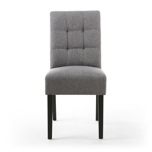 Grey Fabric Dining Chair Black Wooden Legs - Home Furniture Interiors