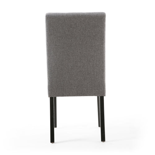 Grey Fabric Dining Chair Black Wooden Legs - Home Furniture Interiors