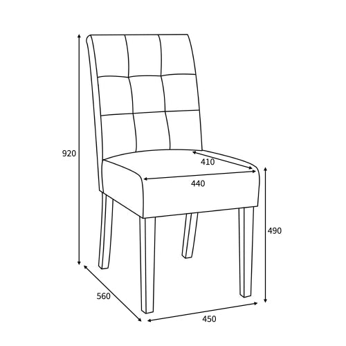Grey Fabric Dining Chair Black Wooden Legs - Home Furniture Interiors