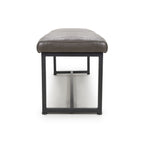 Grey Leather 120cm Dining Bench Black Metal Legs - Home Furniture Interiors
