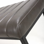 Grey Leather 120cm Dining Bench Black Metal Legs - Home Furniture Interiors