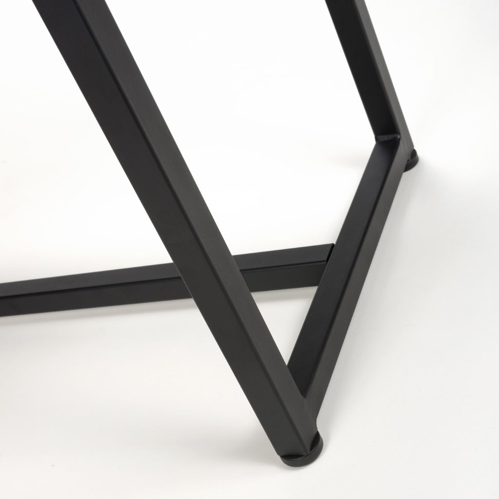 Grey Leather 120cm Dining Bench Black Metal Legs - Home Furniture Interiors