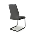 Grey Leather Dining Chair Black Metal Cantilever Legs - Home Furniture Interiors