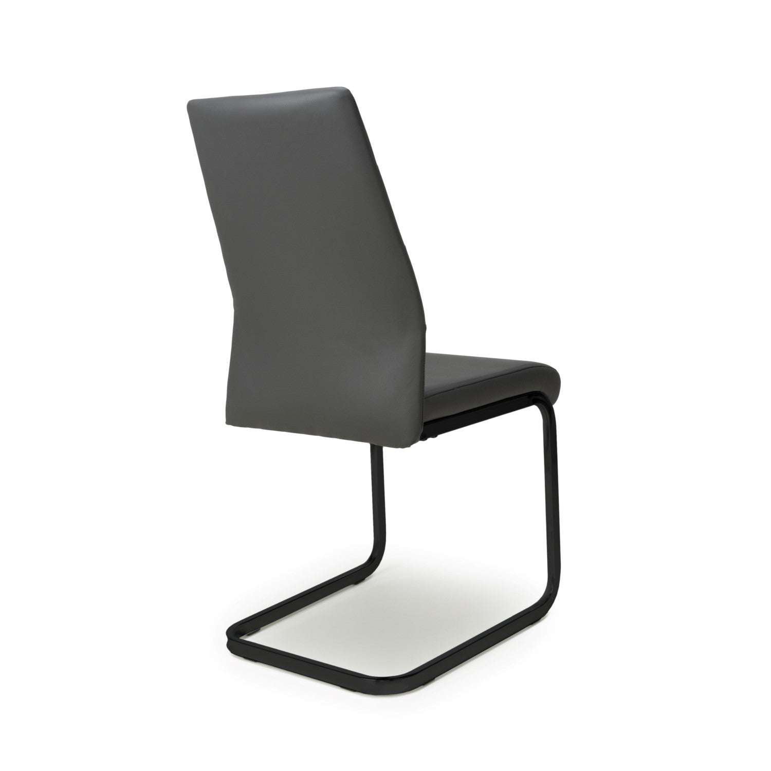 Grey Leather Dining Chair Black Metal Cantilever Legs - Home Furniture Interiors