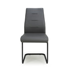 Grey Leather Dining Chair Black Metal Cantilever Legs - Home Furniture Interiors