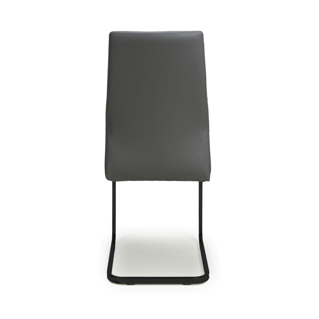 Grey Leather Dining Chair Black Metal Cantilever Legs - Home Furniture Interiors
