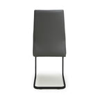 Grey Leather Dining Chair Black Metal Cantilever Legs - Home Furniture Interiors