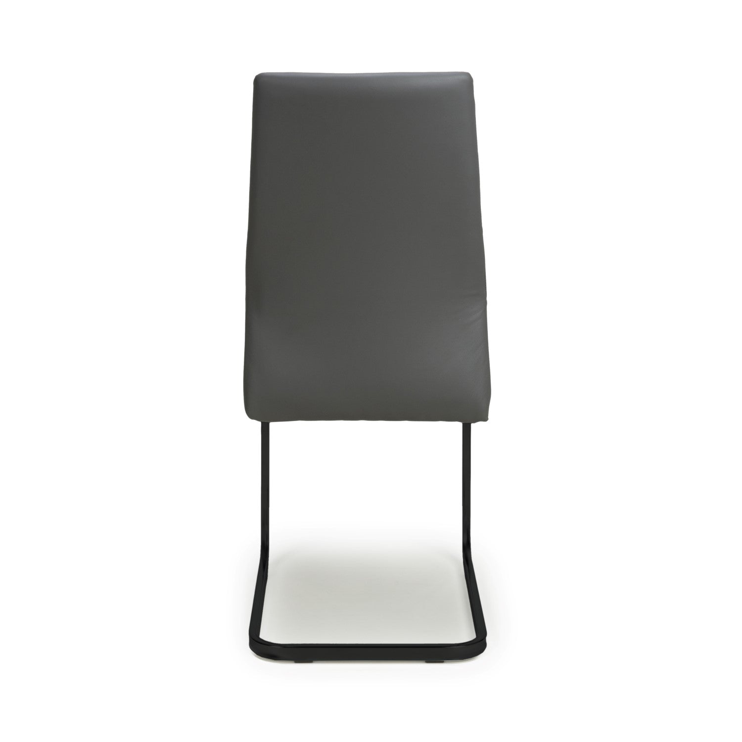 Grey Leather Dining Chair Black Metal Cantilever Legs - Home Furniture Interiors