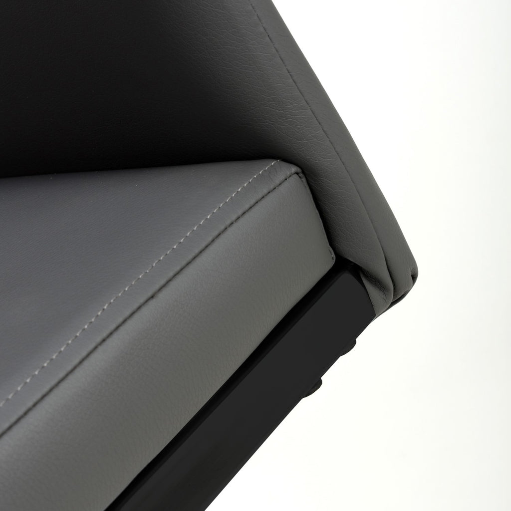 Grey Leather Dining Chair Black Metal Cantilever Legs - Home Furniture Interiors