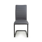 Grey Leather Effect Curved Back Cantilever Dining Chair - Home Furniture Interiors
