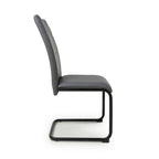 Grey Leather Effect Curved Back Cantilever Dining Chair - Home Furniture Interiors