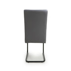 Grey Leather Effect Curved Back Cantilever Dining Chair - Home Furniture Interiors