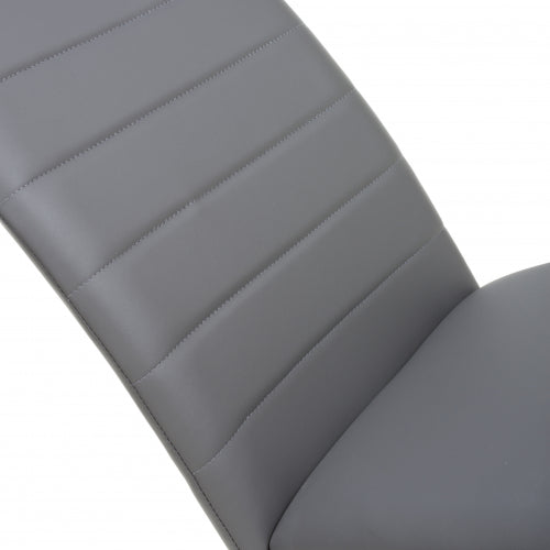 Grey Leather Effect Curved Back Cantilever Dining Chair - Home Furniture Interiors