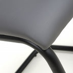 Grey Leather Effect Curved Back Cantilever Dining Chair - Home Furniture Interiors