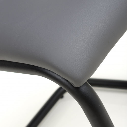 Grey Leather Effect Curved Back Cantilever Dining Chair - Home Furniture Interiors