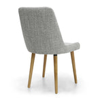Grey Linen Fabric Dining Chair with Light Wood Legs - Home Furniture Interiors