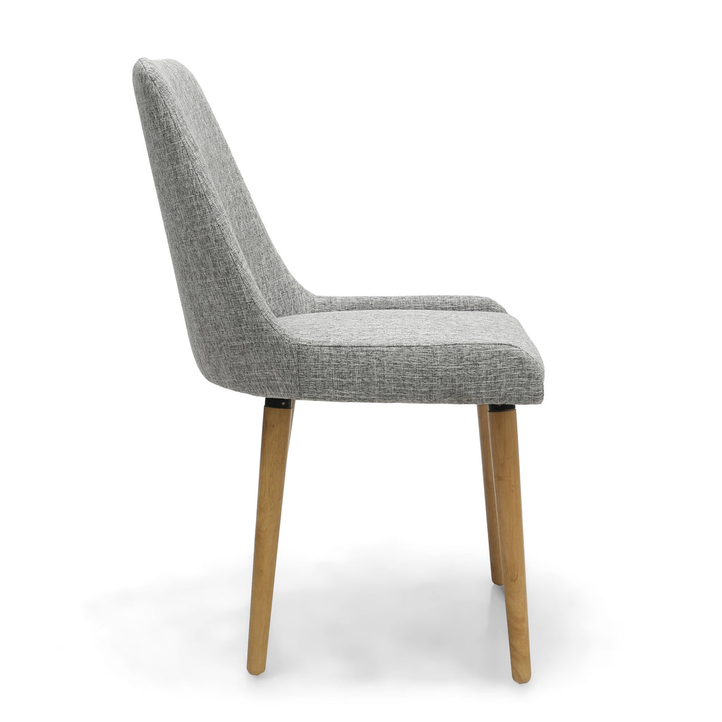 Grey Linen Fabric Dining Chair with Light Wood Legs - Home Furniture Interiors