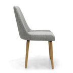 Grey Linen Fabric Dining Chair with Light Wood Legs - Home Furniture Interiors