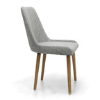 Grey Linen Fabric Dining Chair with Light Wood Legs - Home Furniture Interiors