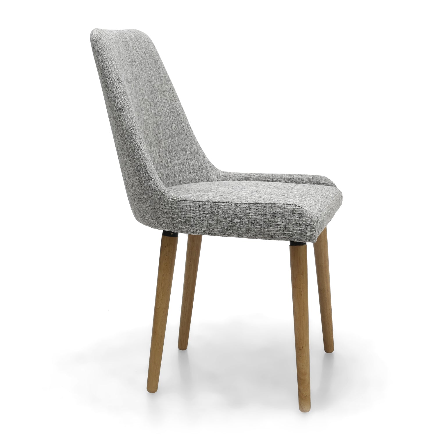 Grey Linen Fabric Dining Chair with Light Wood Legs - Home Furniture Interiors