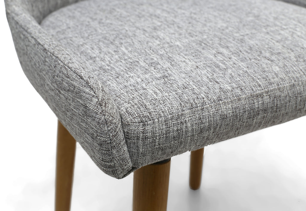 Grey Linen Fabric Dining Chair with Light Wood Legs - Home Furniture Interiors