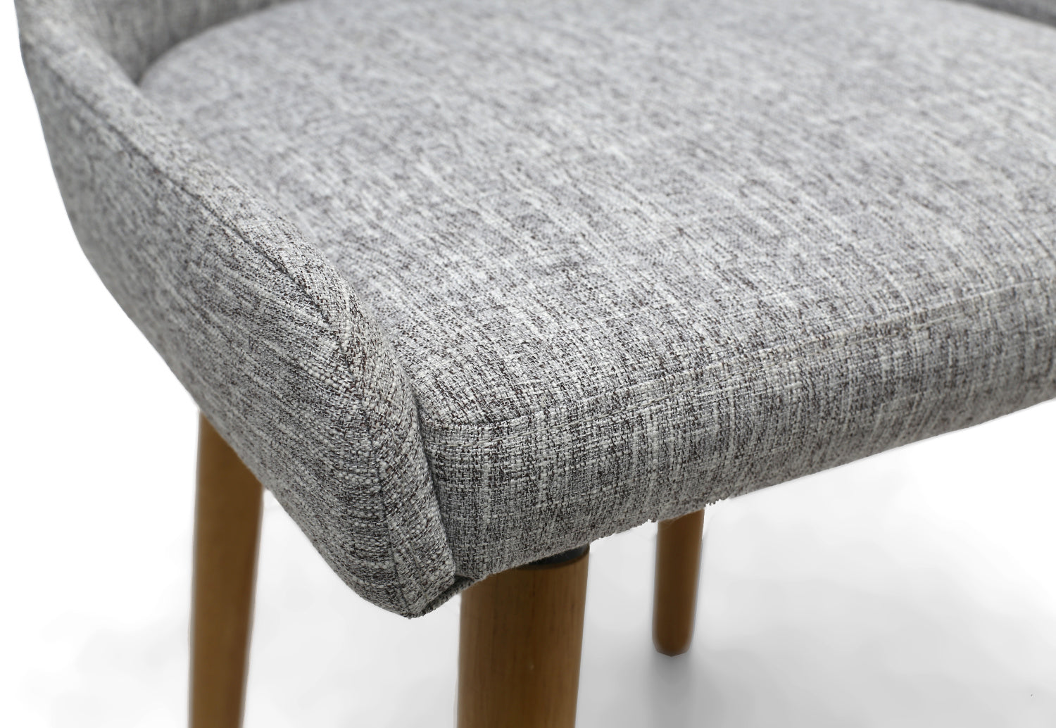 Grey Linen Fabric Dining Chair with Light Wood Legs - Home Furniture Interiors