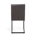 Grey Ribbed Leather Dining Chair Dark Grey Metal Legs - Home Furniture Interiors