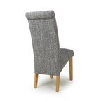 Grey Tweed Fabric Scroll Back Dining Chair - Home Furniture Interiors