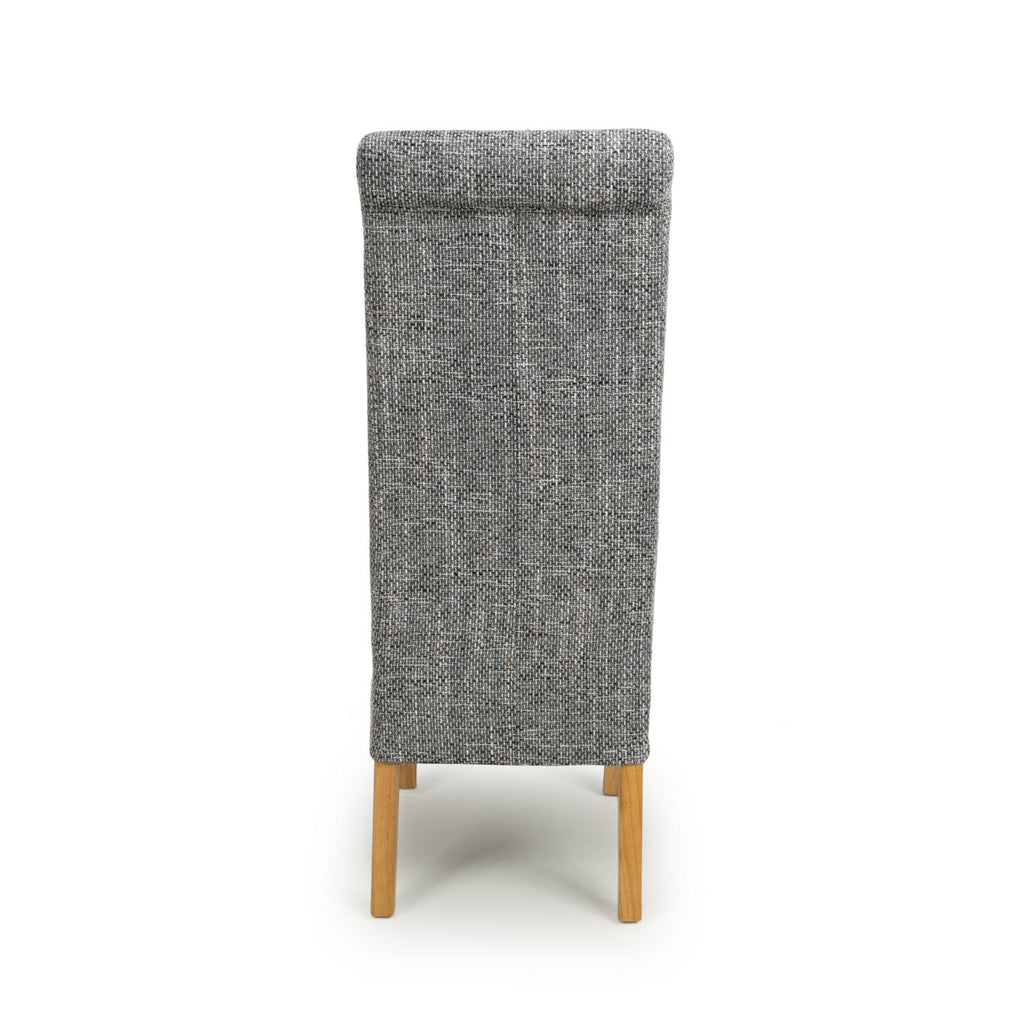 Grey Tweed Fabric Scroll Back Dining Chair - Home Furniture Interiors