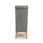 Grey Tweed Fabric Scroll Back Dining Chair - Home Furniture Interiors
