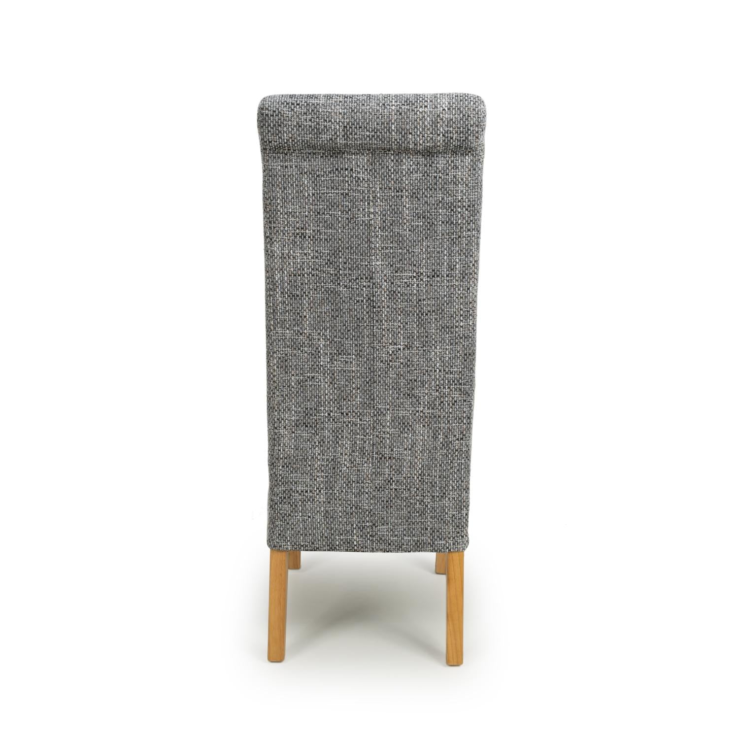 Grey Tweed Fabric Scroll Back Dining Chair - Home Furniture Interiors
